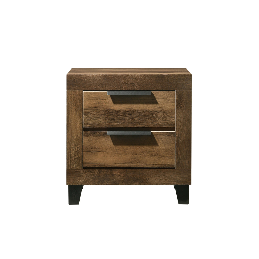 Rustic Oak 2 Drawer Nightstand Brown 2 Drawers Bedroom Rectangle Rustic Rubberwood Solid Wood Oak Wood