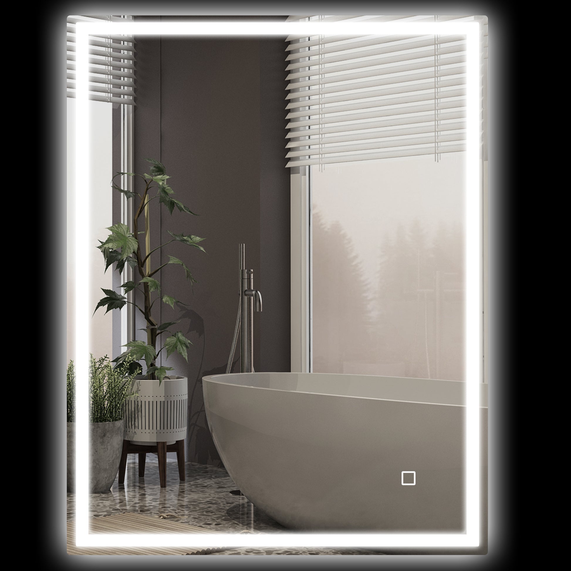 Homcom 36" X 28" Dimmable Bathroom Mirror With Lights, 3 Colors & Defogging Silver Tempered Glass