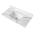 43 Inch Marble Vanity Top, Bathroom Vanity Top With Undermount Rectangular Middle Sink And 4