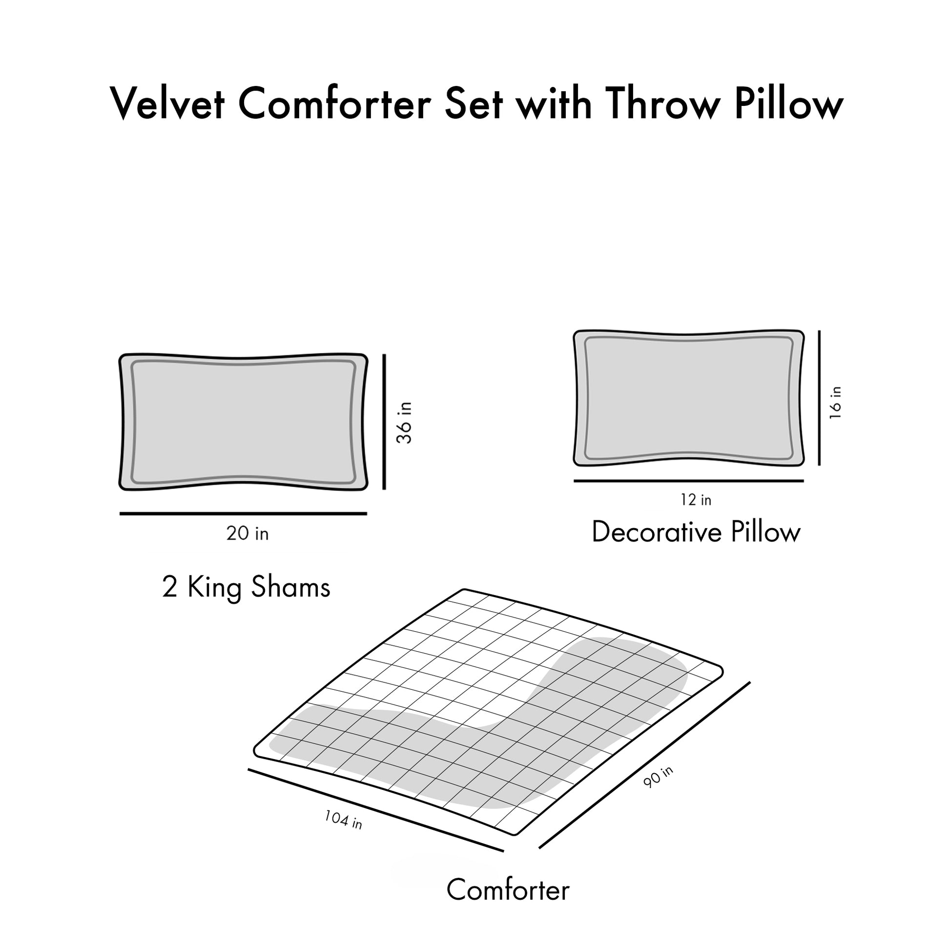 Velvet Comforter Set King Blue Polyester