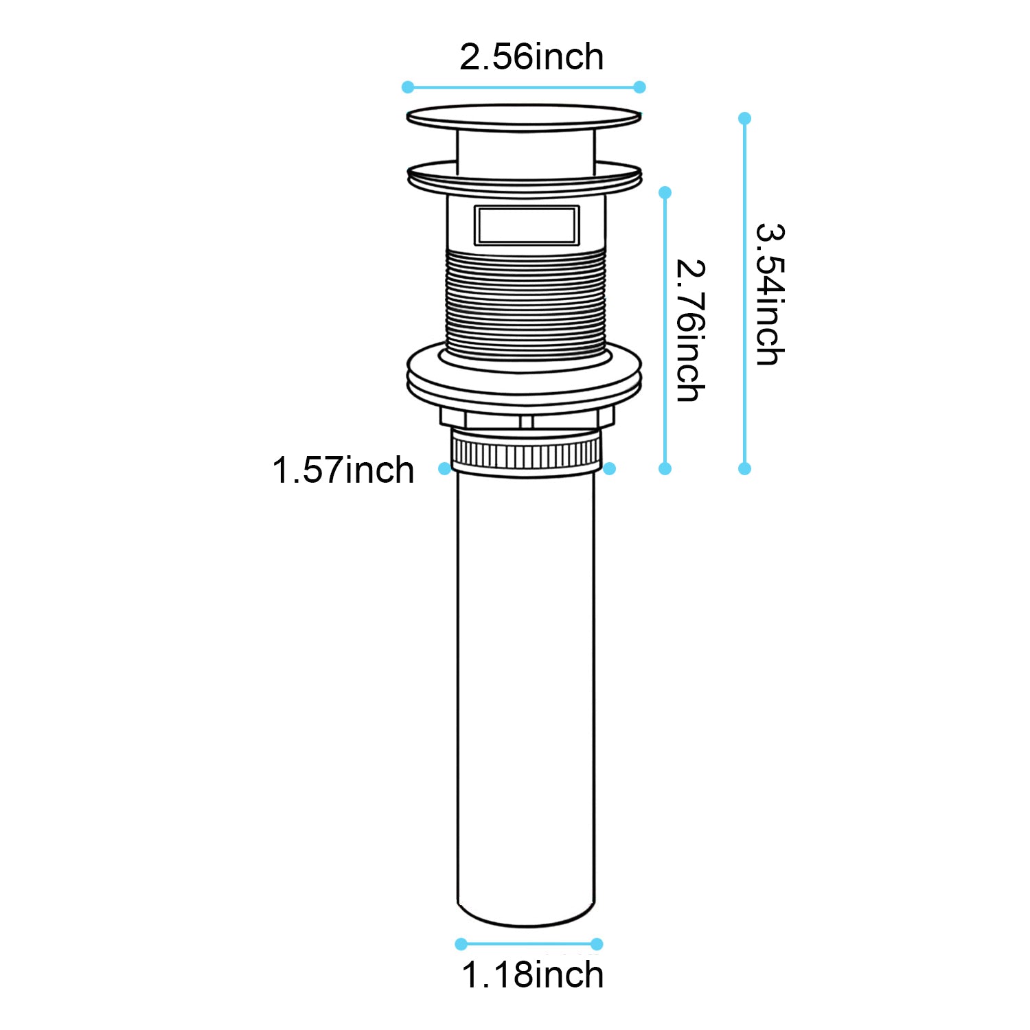 Bathroom Sink Drain With Overflow, Vessel Sink Lavatory Vanity Pop Up Drain Stopper, 304 Stainless Steel Gunmetal Stainless Steel