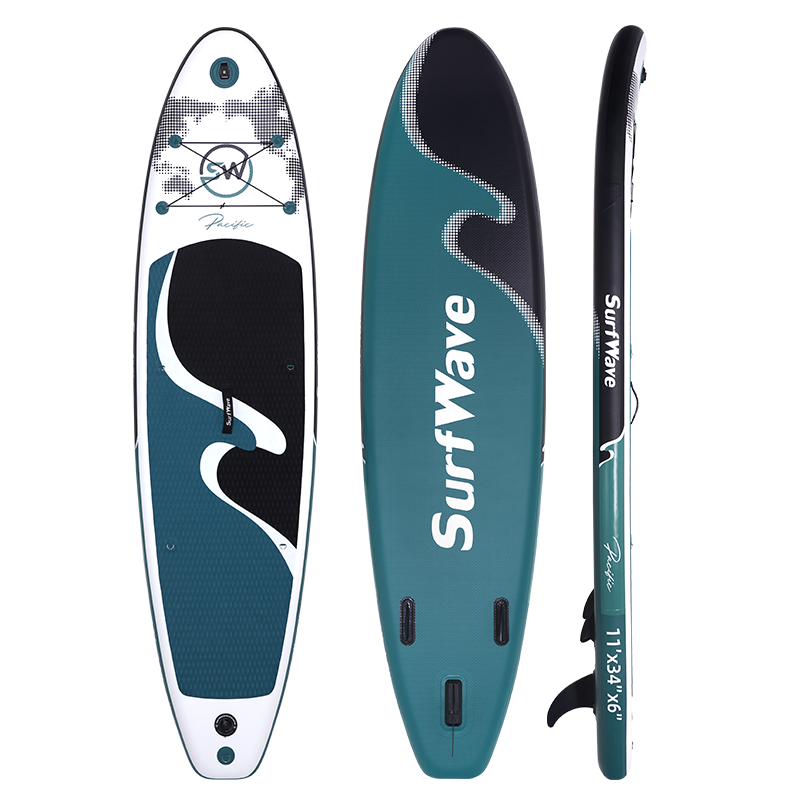 Inflatable Stand Up Paddle Board 11'X34"X6" With Accessories Water Sports Black Green Anti Slip Garden & Outdoor American Design,Beach Multifunctional Pvc