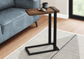 Accent Table, C Shaped, End, Side, Snack, Living Room, Bedroom, Brown Laminate, Black Metal, Contemporary, Modern Brown Mdf