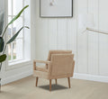Mid Century Armchairaccent Chair With Chenille Armrest & Soft Cushion For Living Room, Bedroom, Home Office, Study, Beige Beige Foam Wood Fabric