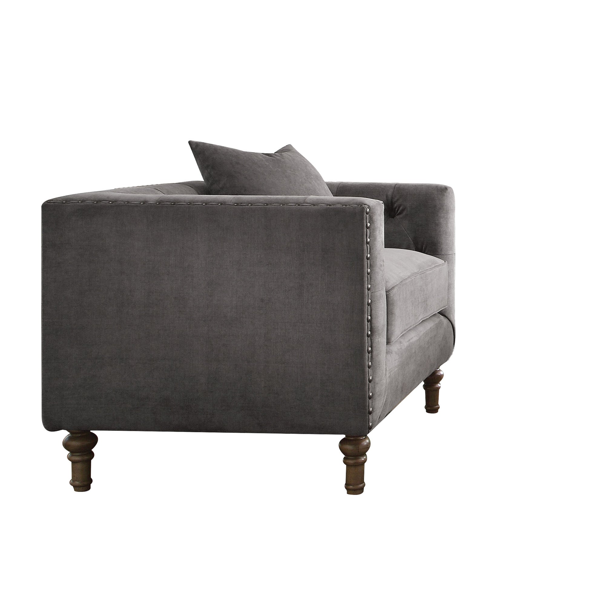 Grey Accent Chair With Pillow Grey Primary Living Space Mid Century Modern Wood Fabric
