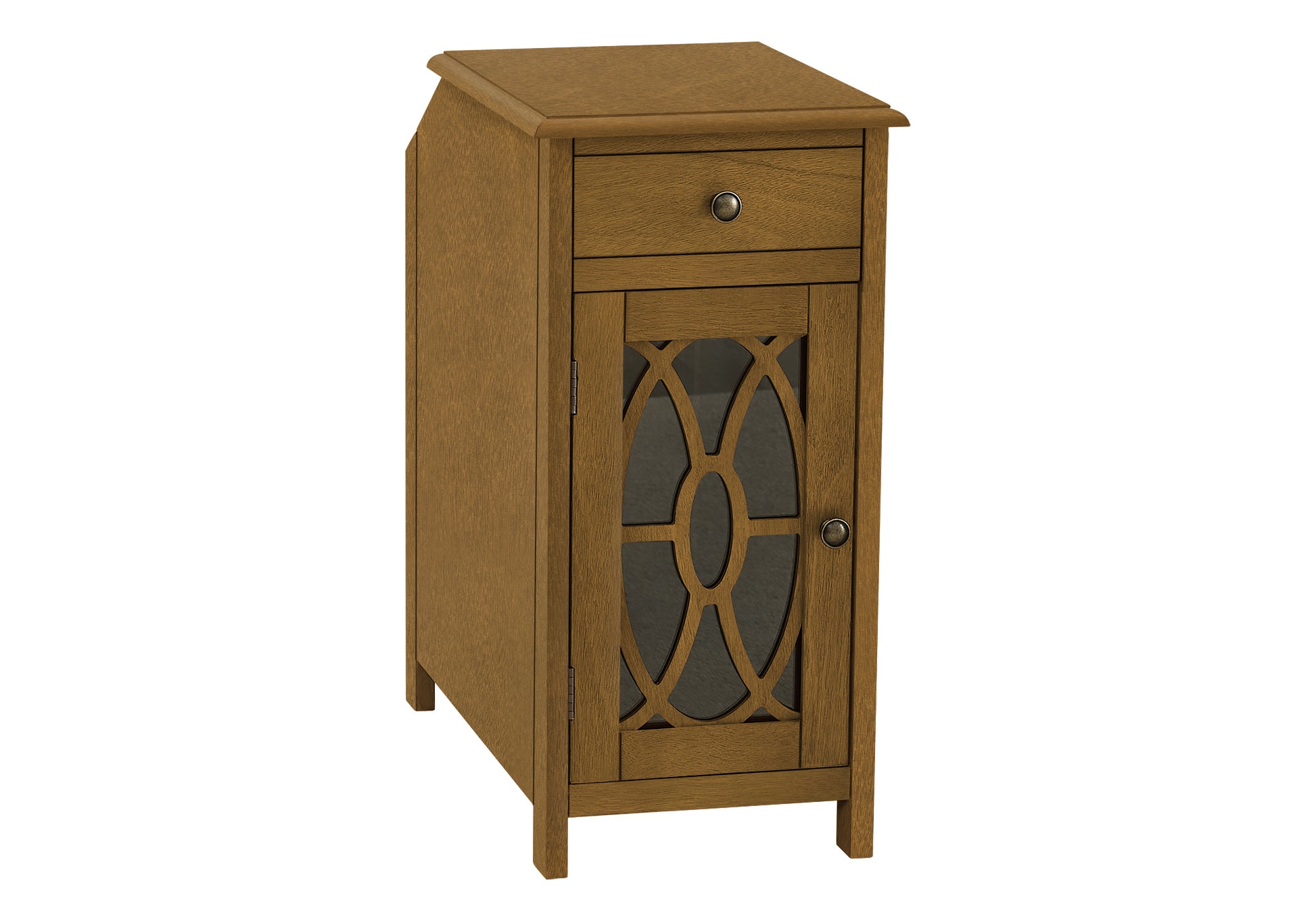 Accent Table, Side Table, End, Narrow, Nightstand, Bedroom, Storage Drawer, Lamp, Brown Veneer, Traditional Taupe Mdf