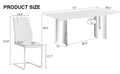 Table And Chair Set, Modern And Minimalist Dining Table. Imitation Marble Glass Sticker Desktop, Stainless Steel Legs, Stable And Beautiful. Comfortable Pu Seats. Dt 69 White Silver Glass
