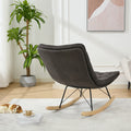 Lazy Rocking Chair,Comfortable Lounge Chair With Wide Backrest And Seat Wood Base, Upholstered Armless Rocker Chair For Living Room, Balcony,Bedroom And Patio Porch. Grey Cushion Iron Grey Primary Living Space Sponge Square Casual Rocking Chairs