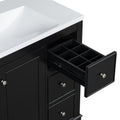 Contemporary Black Bathroom Vanity Cabinet 36X18X34 Inches, 4 Drawers & 1 Cabinet Door, Multipurpose Storage, Resin Integrated Sink, Adjustable Shelves, Solid Wood Frame With Mdf Black Bathroom