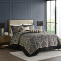 5 Piece Jacquard Bedspread Set With Throw Pillows Black King King Black Cotton