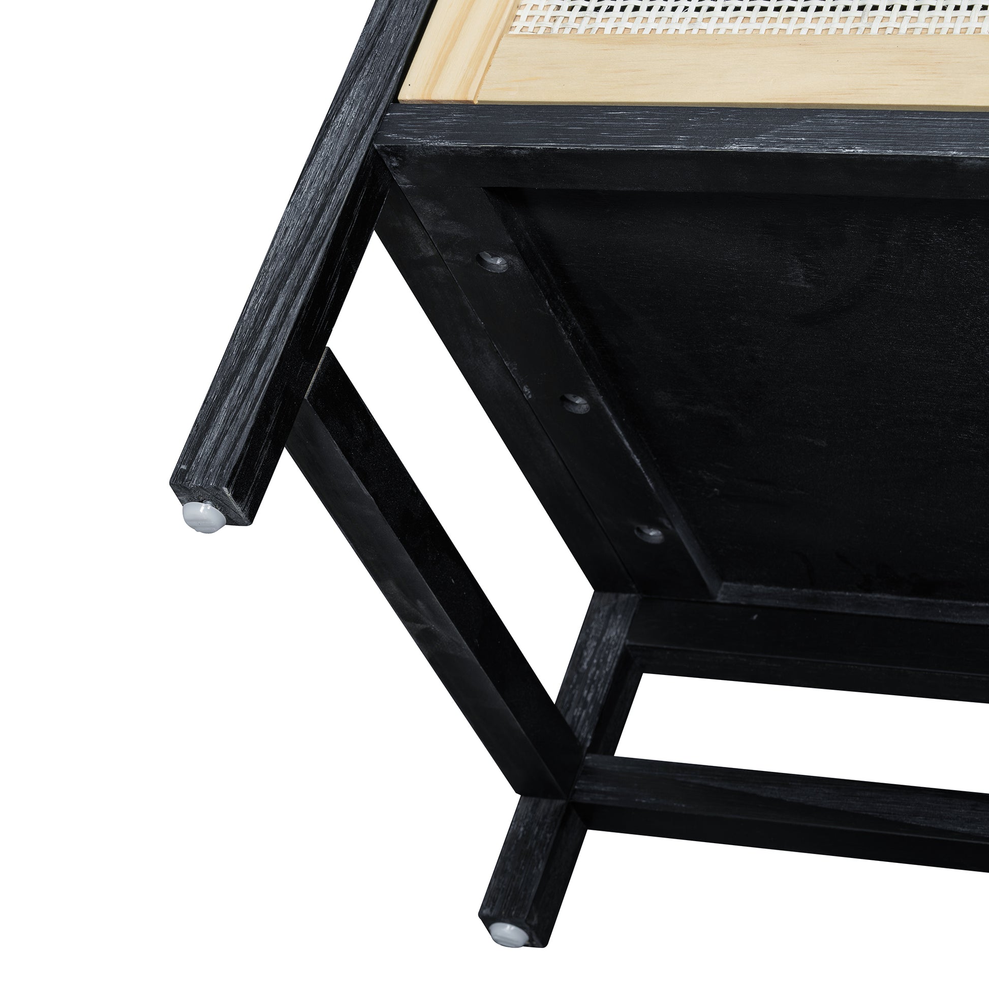 Sideboard Rustic Buffet Cabinet, Sideboard Cabinet With Decorative Rattan Doors, Buffet Cabinet With Storage For Entryway Dining Room Kitchen Living Room, Black Natural Black Natural Mdf