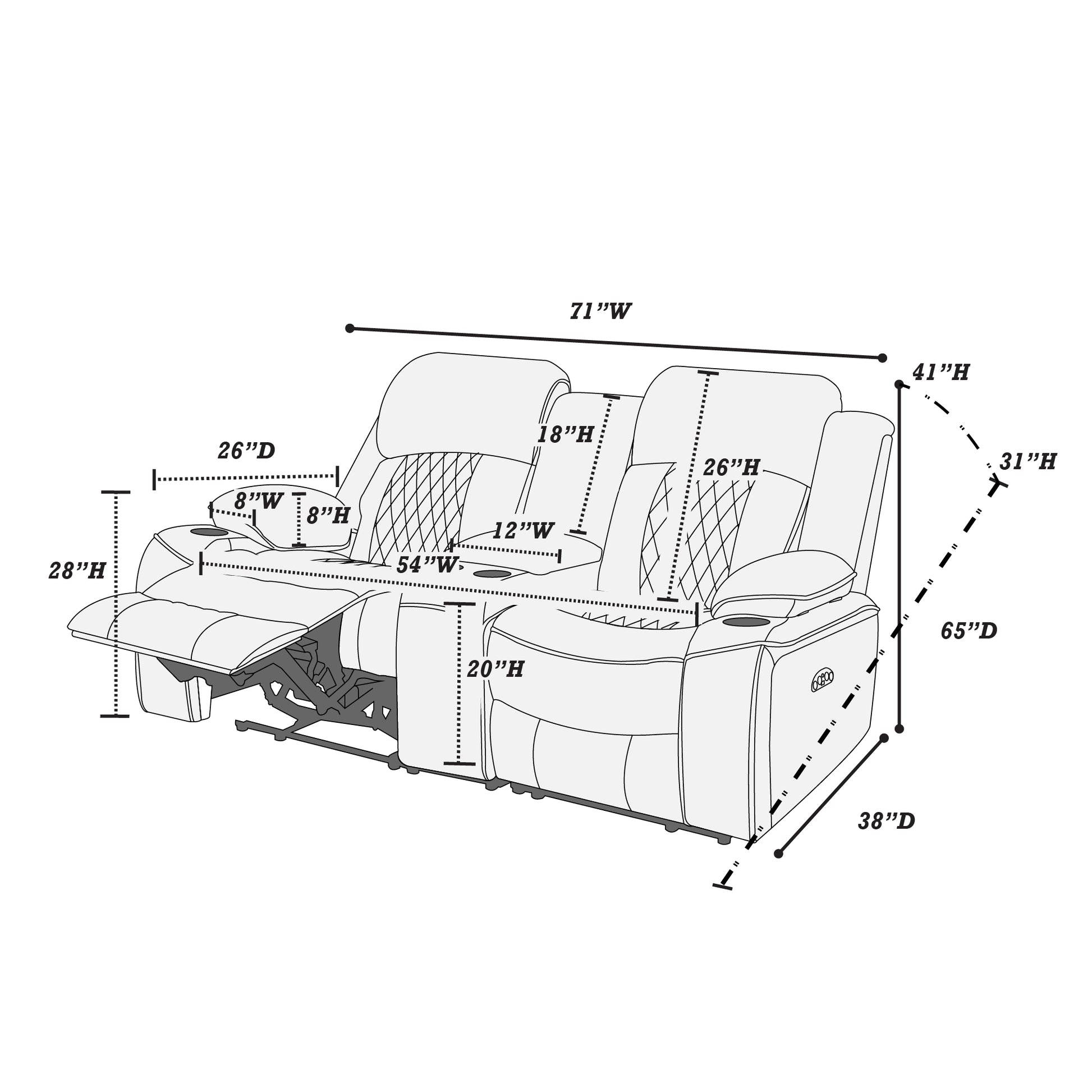 Power Motion Loveseat 1Pc Contemporary Brown Color Gelstorage Arms W Cup Holder Living Room Furniture Brown Faux Leather Primary Living Space Cushion Back Contemporary,Modern Pillow Top Arms Metal & Wood 2 Seat
