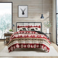 Print Sherpa Comforter Set King Multicolor Polyester