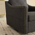 Dark Grey 360 Degree Swivel Rotating Accent Chair With Usb And Magazine Book For Living Room And Hotel Bed Room,Upholstered Accent Chair With Cooper Nail Dark Grey White Primary Living Space American Design,Classic,Modern Pine Foam Wood Fabric