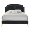 Black Queen Bed With Trim Box Spring Required Queen Black Bedroom Contemporary Rubberwood Velvet Wood Fabric