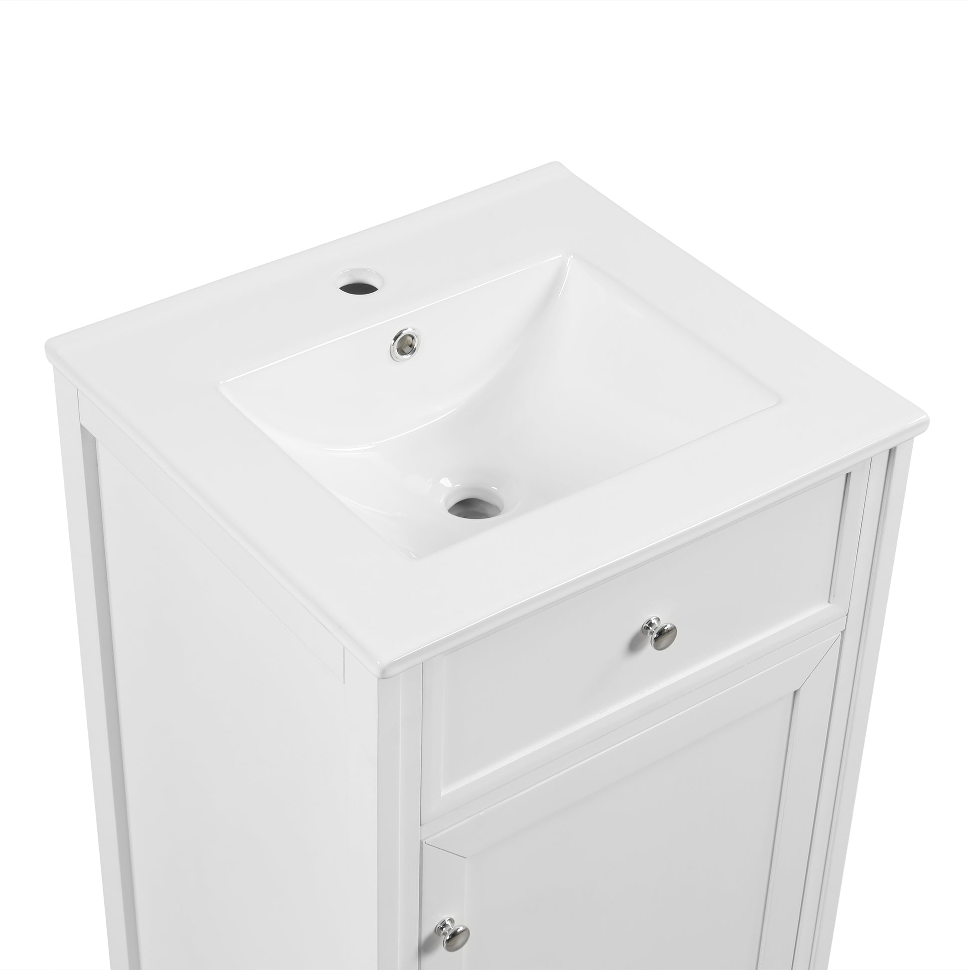20" Bathroom Vanity With Sink, Bathroom Cabinet With Soft Closing Door, Storage Rack And Adjustable Shelve, White Old Sku:Wf531249Aak White Mdf