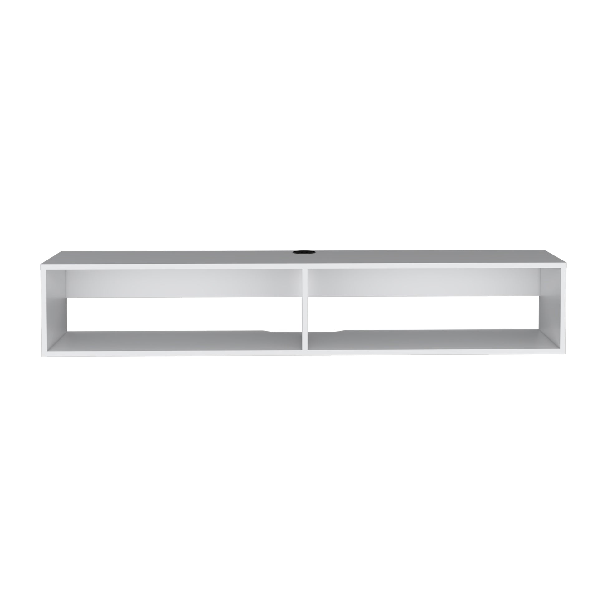 Warrior 59" Floating Tv Stand With Two Open Shelves, Media Compartments And Cable Management White White Primary Living Space 50 59 Inches 50 59 Inches Modern 60 Inches Particle Board