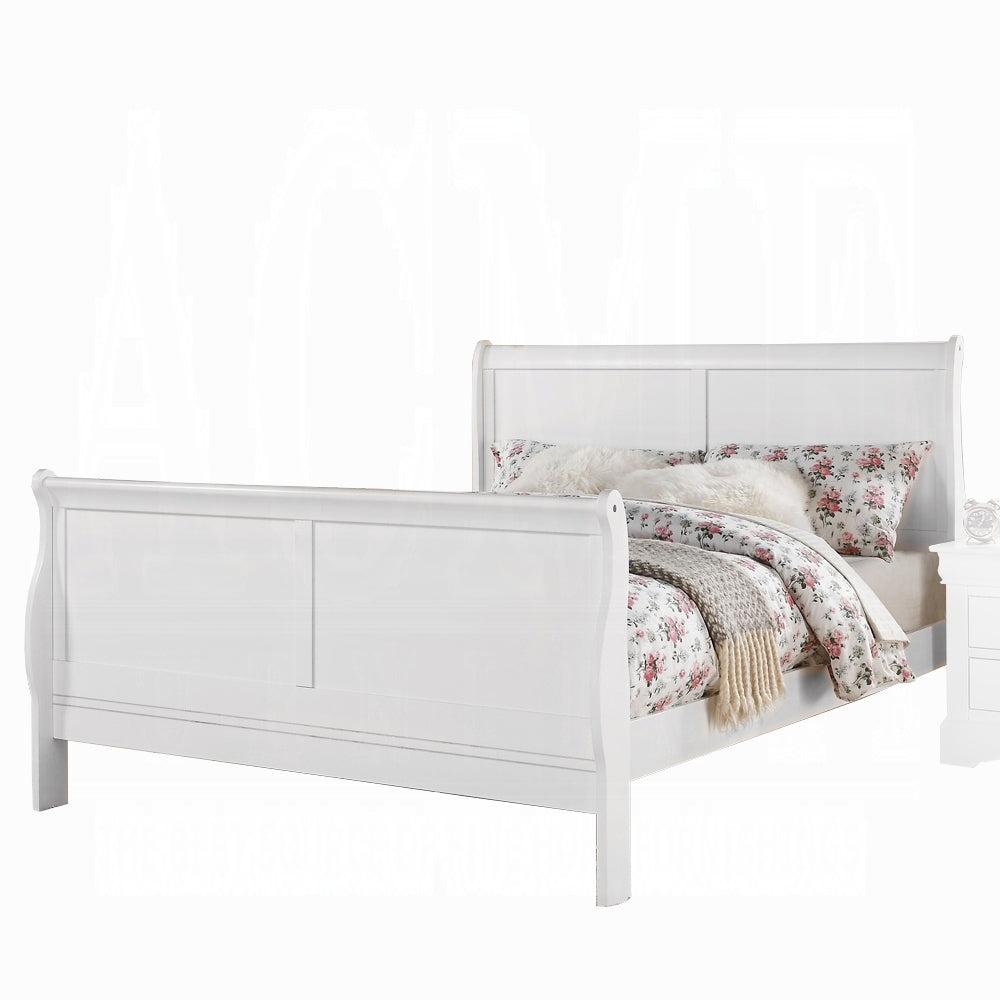 White Queen Bed Box Spring Required Queen White Wood White Traditional Sleigh Wood