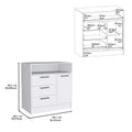 Dresser With Spacious 3 Drawer And Single Door Storage Cabinet, White White Solid Wood Mdf Engineered Wood