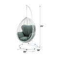 Simona Green Fabric & White Wicker Hanging Chair Green,White Fabric,Steel,Wicker