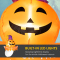 Outsunny 3.4Ft Halloween Inflatables Window Sticker Ghost With Orange Face, Blow Up Halloween Decorations Outdoor Led Yard Display, Waterproof Orange Polyester