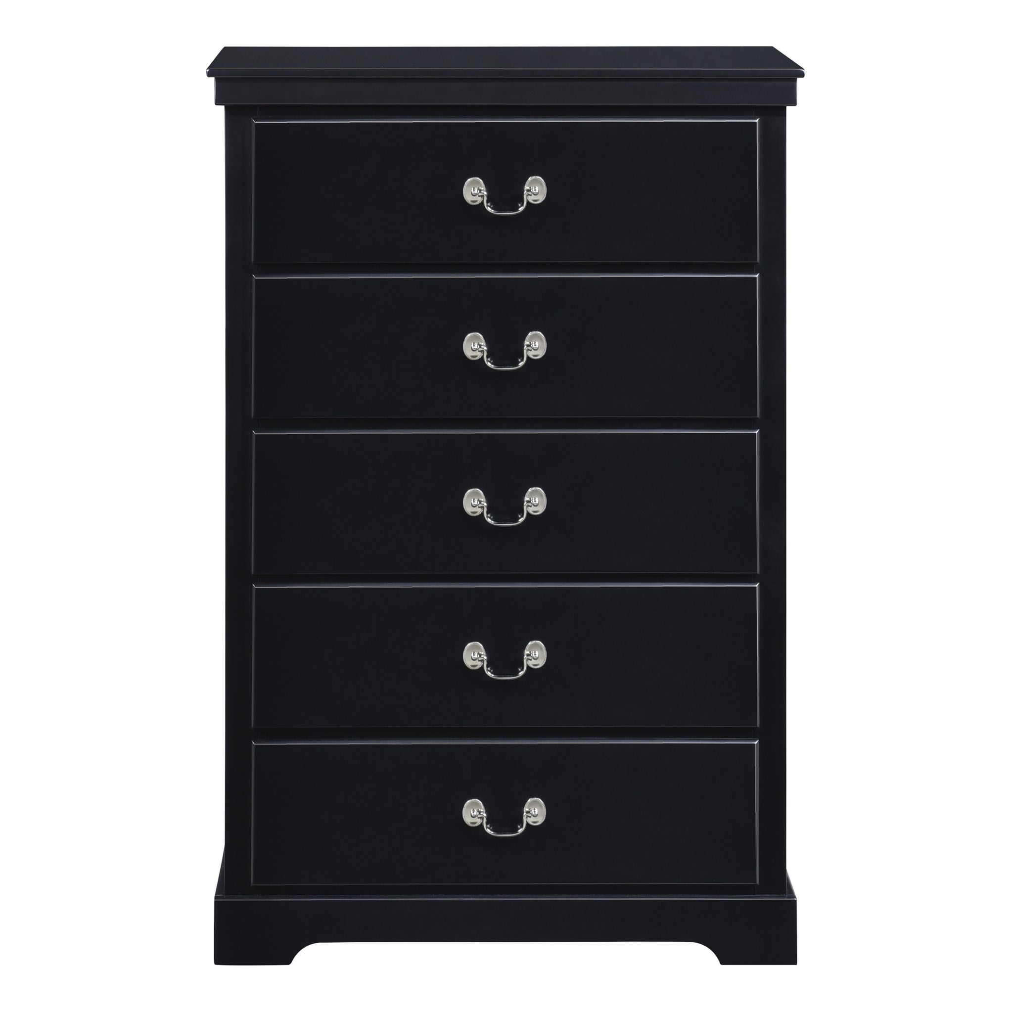 Classic Traditional 1Pc Chest Of 5 Drawers Black Finish Bedroom Furniture Wooden Black Wood