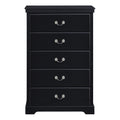 Classic Traditional 1Pc Chest Of 5 Drawers Black Finish Bedroom Furniture Wooden Black Wood