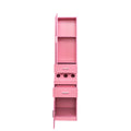 Salon Station, Barber Stations With 2 Tier Storage Shelf With Door, Hair Styling Storage Cabinet With 2 Drawer, A Large Storage Cabinet & 3 Hot Tool Holders Pink Particle Board Mdf