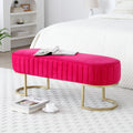 Bench Bedroom Bench ,Velvet Oval Upholstered End Of Bed Bench With Golden Metal Legs ,48