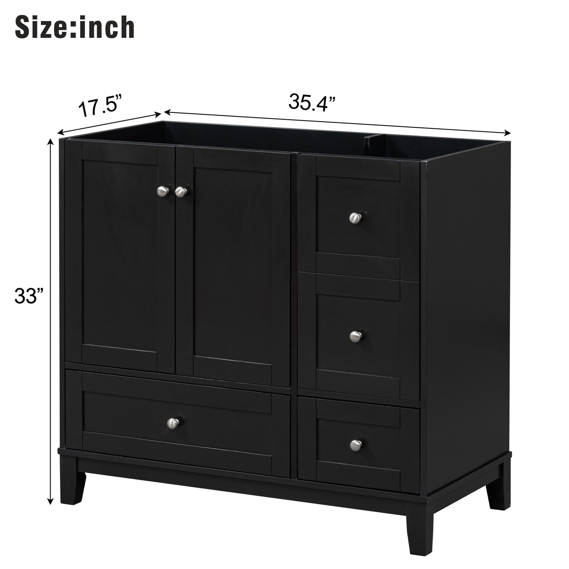 Cabinet Only 36" Bathroom Vanity Black Sink Not Included Black Bathroom Solid Wood Mdf