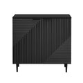 Mirod Modern Minimalist Side Cabinet With Adjustable Shelves ,Stylish Geometric Door Design,Ample Storage Space For Any Home Decor Black Mdf