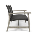 Hampton Wood Wicker Seat Grey Metal & Wood