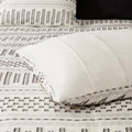 Cotton Jacquard Comforter Mini Set Ivory Charcoal Full Queen Queen Ivory Charcoal Cotton