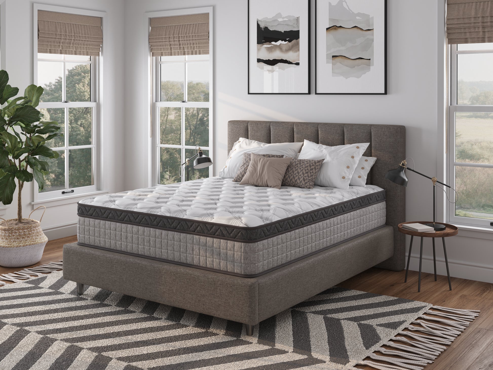 Assembled In Usa High Quality 12" Twin Diamond Innerspring Hybrid And Cooling Gel Memory Foam Mattress, Pressure Relief, And Motion Isolation, Certipur Us And Oeko Tex Certified Gray Foam Spring