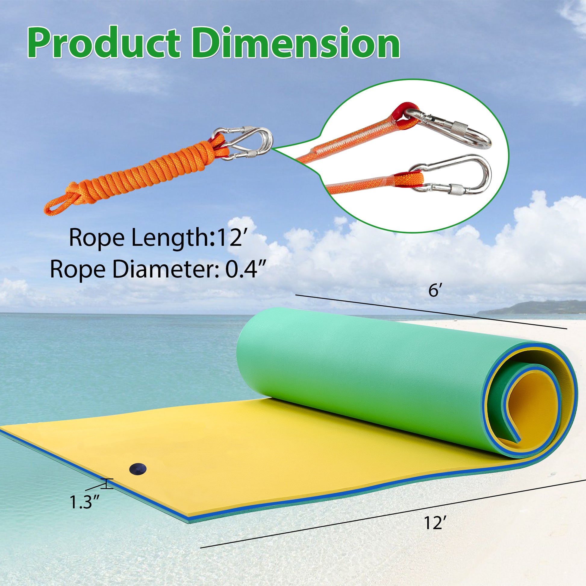 Floating Water Pad Mat, 3 Layer Tear Resistant Xpe Foam Water Floating Mat, Lily Pad For Water Recreation Pool, Lake, Beach, Ocean Yellow Hdpe