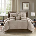 7 Piece Micro Corduroy Comforter Set Taupe Queen Queen Taupe Polyester