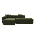 Modular Sectional Couch, Lambswool Fabric Modern L Shape Sectional Sofa With Chaise Lounge, Living Room Upholstered 5 Seater Corner Sofa Couch For Bedrooms, Apartment Green Foam Sherpa 5 Seat