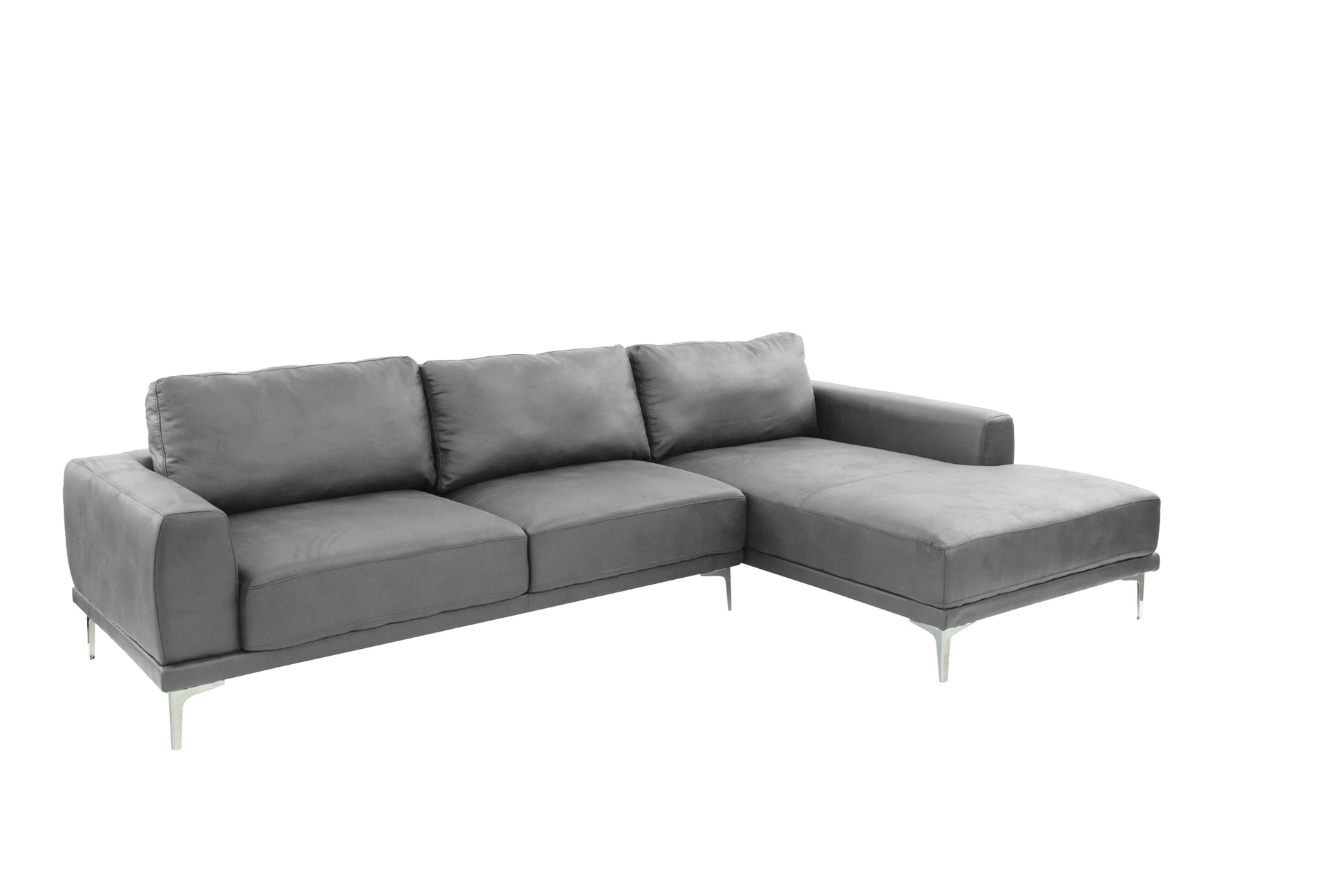 Left Facing Sofa, Right Facing Chaise Sectional Set Antique Grey Sleek Modern 2Pc Sectional W Pillows Antique Gray Faux Leather Primary Living Space Cushion Back Classic,Contemporary,Modern L Shaped Pine Metal 5 Seat