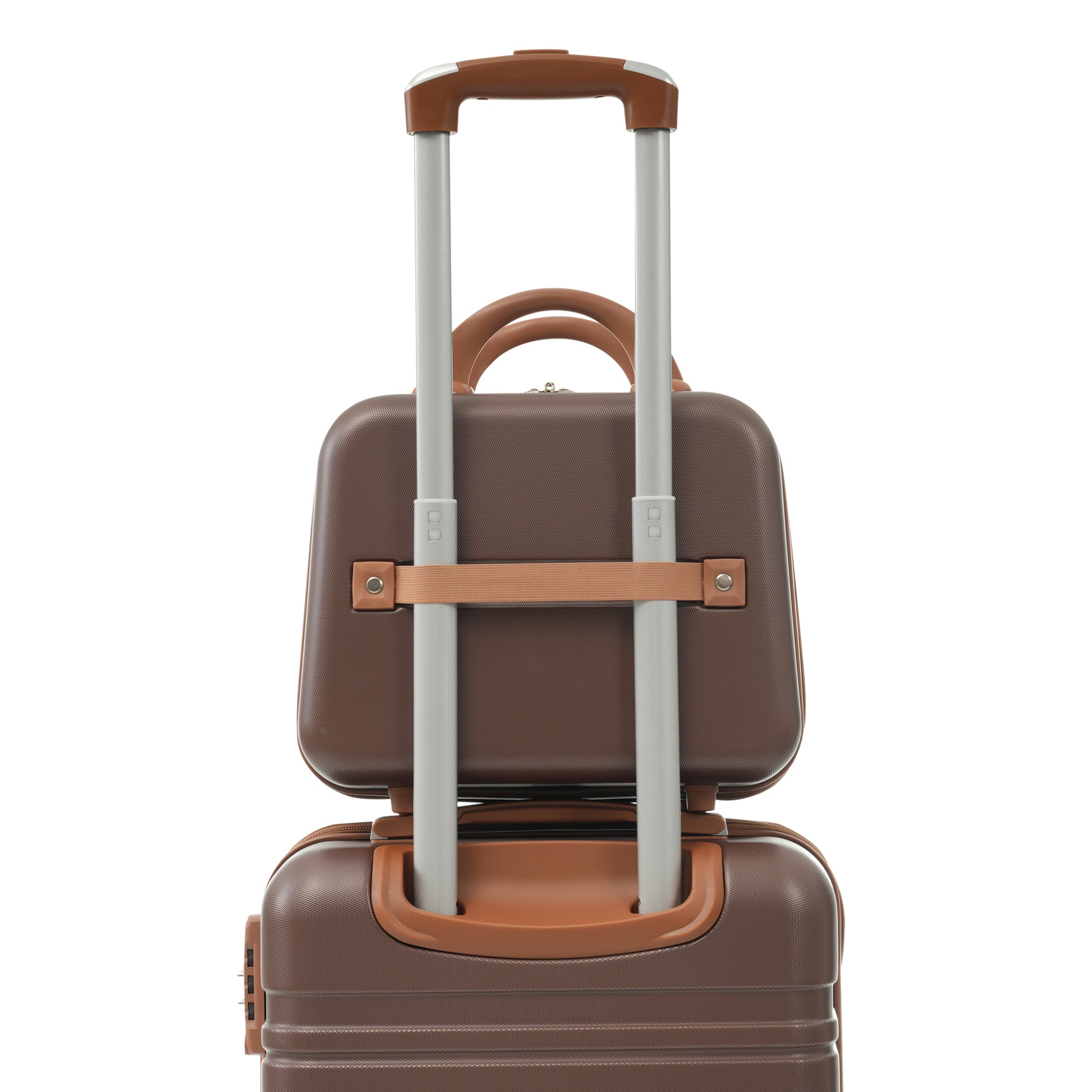 Hardshell Luggage Sets 4 Pieces 20" 24" 28" Luggages And Cosmetic Case Spinner Suitcase With Tsa Lock Lightweight Brown Abs