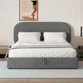 Teddy Fleece Queen Size Upholstered Platform Bed With Hydraulic Storage System, Gray Queen Gray Teddy