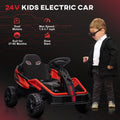 Qaba 24V Electric Car For Kids With Remote Control, Battery Powered Kids Ride On Car With Spring Suspension, Electric Vehicle With Horn, Music, Led Lights, Aged 3 8 Years Old, Red Red Iron Plastic