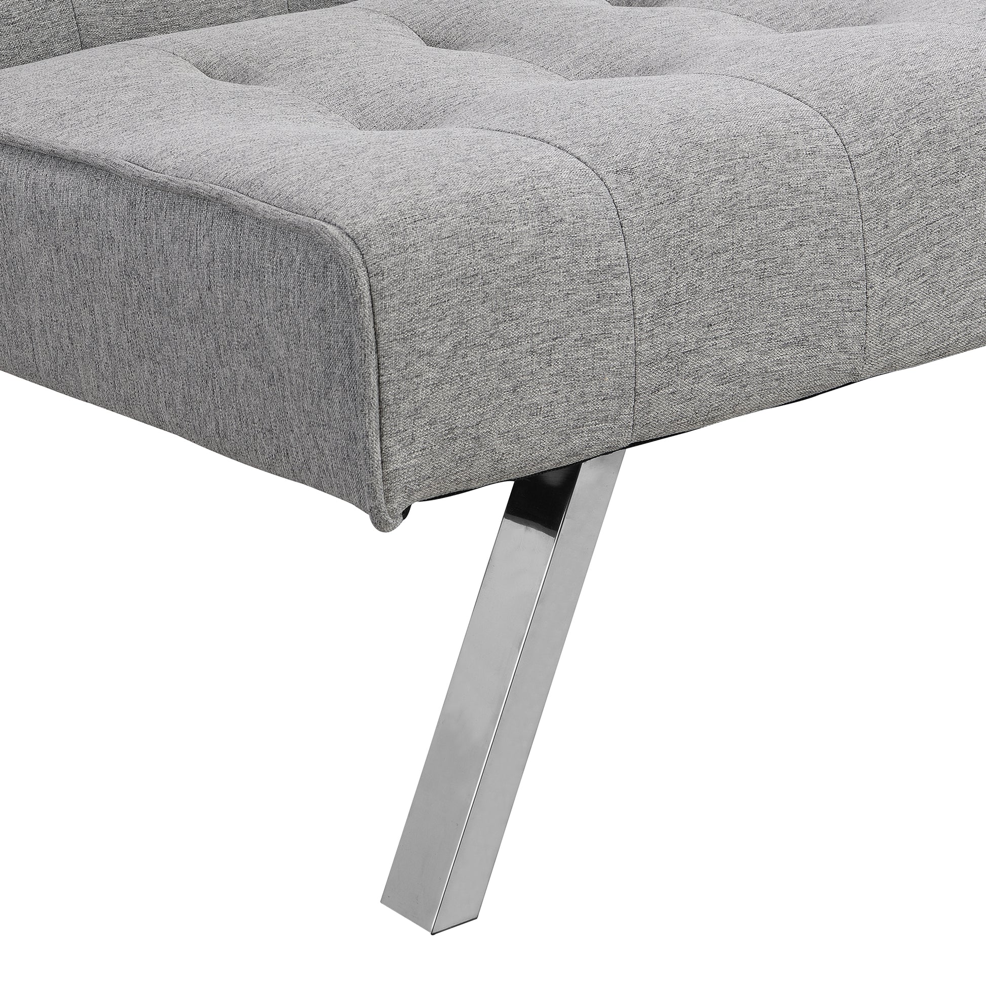 Wood Frame, Stainless Leg, Futon, Sofa Bed Grey Grey Fabric 2 Seat