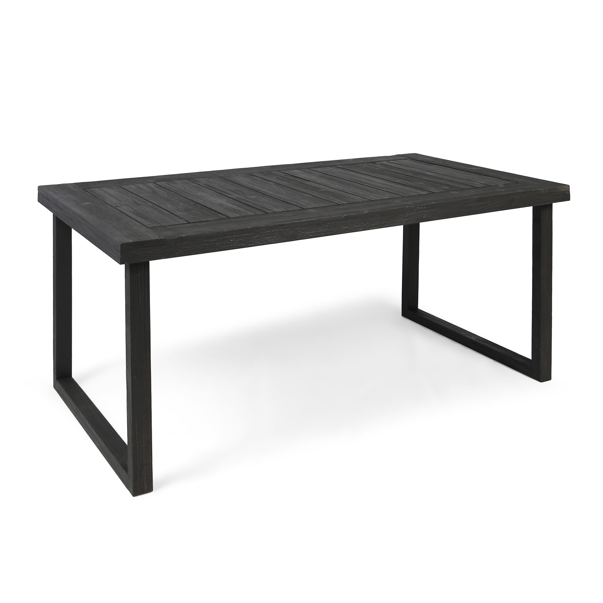 Outdoor 69" Acacia Wood Dining Table, Sandblast Dark Gray Finish Dark Grey Acacia Wood