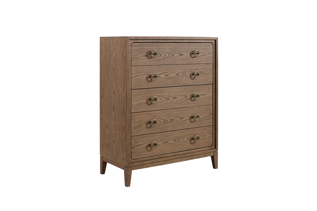 5 Drawer Dresser In Latte Finish Light Brown Solid Wood Mdf