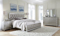 Chloe Gemstone Silver King Bed Silver Grey Solid Wood Mdf