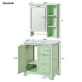 30 Inch Bathroom Vanity With Sink, Modern Elegant Bathroom Storage Cabinet With 3 Drawers And Adjustable Shelves, Freestanding Vanity Set With Mirror Cabinet, Single Sink Bathroom Vanity Green Bathroom Solid Wood Mdf Glass