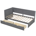 Twin Size Wood Daybed With 2 Drawers And Rustic Guardrail, Ancient Grey Expected Arrival Time: 8.28 Box Spring Not Required Twin Grey Wood Daybeds Solid Wood Mdf