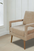 Mid Century Armchairaccent Chair With Chenille Armrest & Soft Cushion For Living Room, Bedroom, Home Office, Study, Beige Beige Foam Wood Fabric