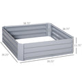 Outsunny 2 Piece Galvanized Raised Garden Bed, 3.3' X 3.3' X 1' Metal Planter Box, For Growing Vegetables, Flowers, Herbs, Succulents, Gray Grey Steel