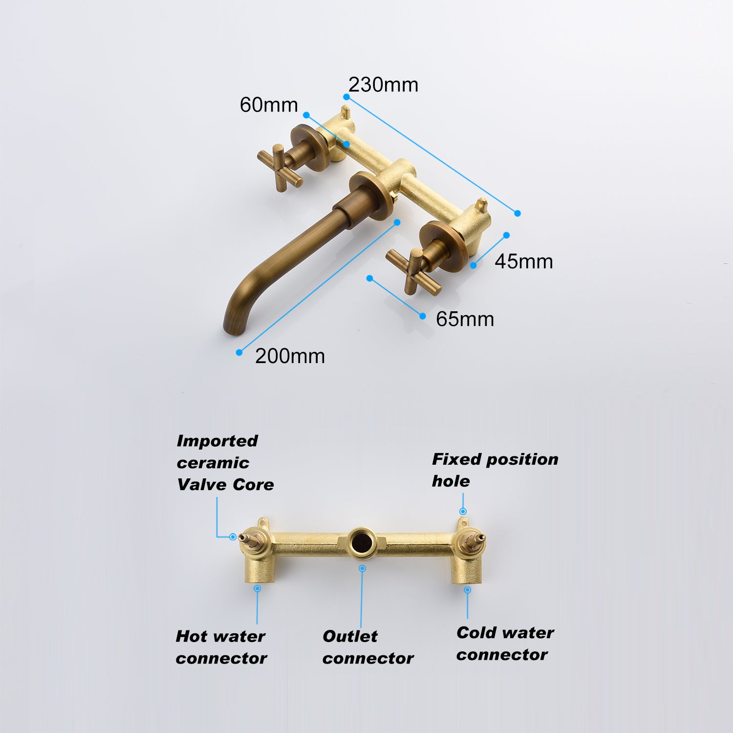 Wall Mounted Bathroom Sink Faucet With Pop Up Drain No Overflow Bronze,Brushed Nickel Brass,Stainless Steel